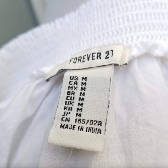 Forever 21 Eyelet Embroidered Top Smocked Off Shoulder White Medium - Picture 4 of 4